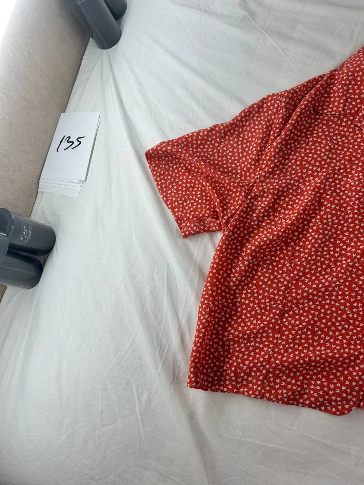 Rode vintage mana blouse met witte patronen – photo 4